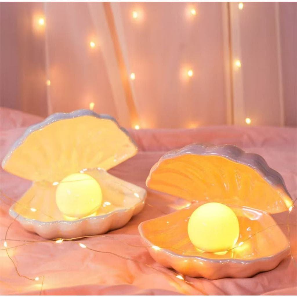 Luminária LED Pérola Concha Decorativa | Luz Noturna para Quarto Presente Criativo