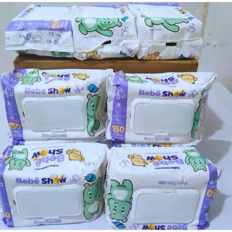 Kit 1800 Toalhas Umedecidas Bebe Show (12 Pacotes 150 cada) Lenço umedecido