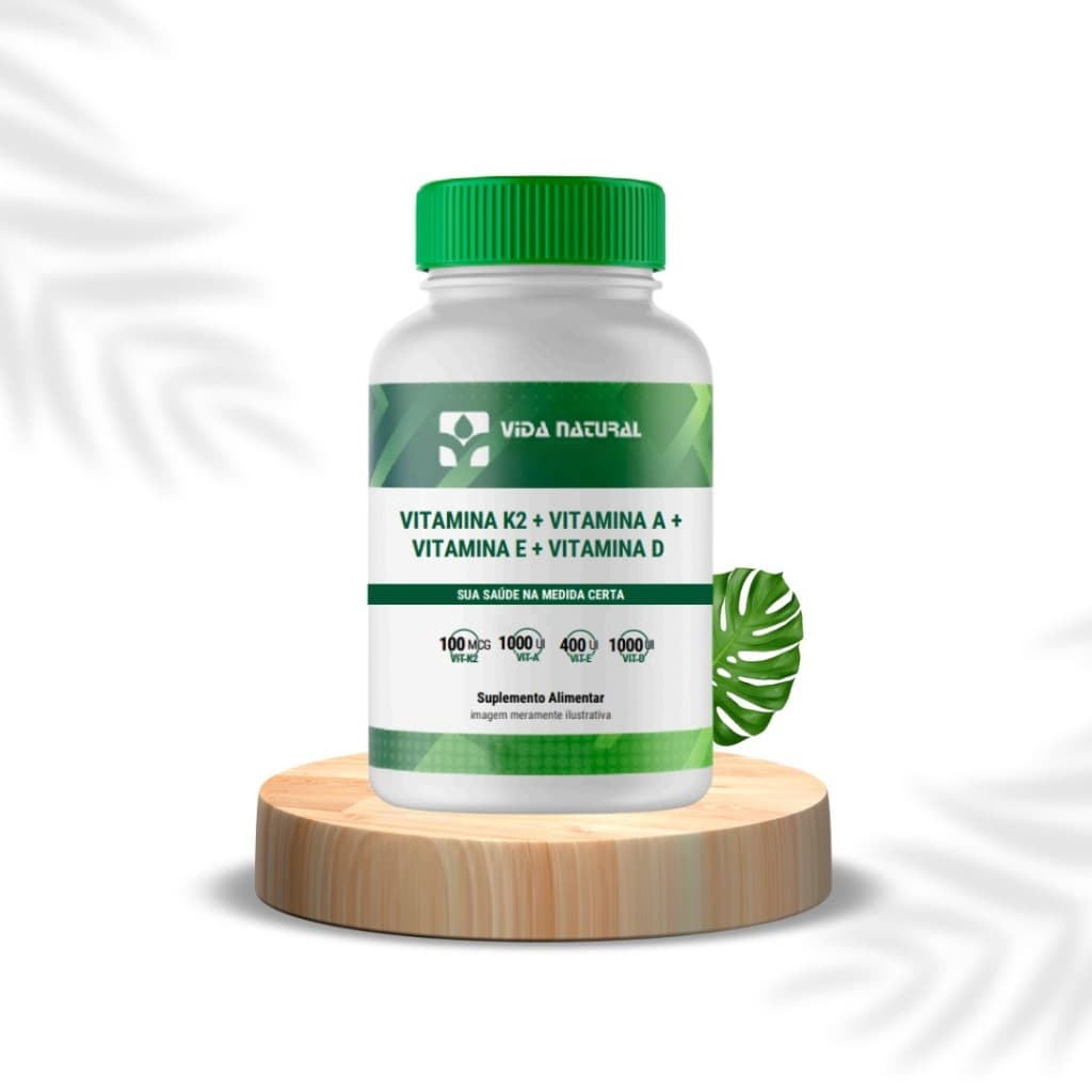 Composto Vitamina K2 100MCG+ Vitamina A 1000UI+ Vitamina E 400UI+ Vitamina D 1000UI 30cáps 60cáps
