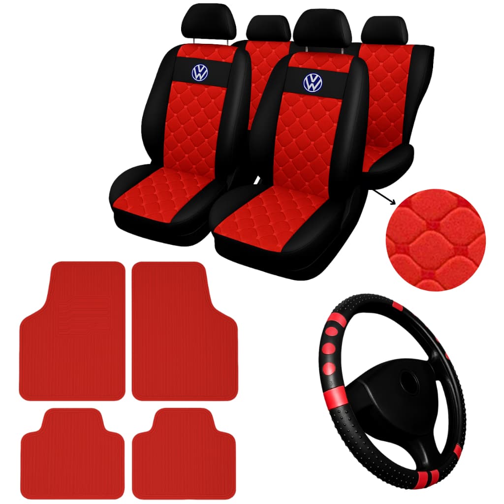 Capa Banco Automotivo Carro Em Couro Gol Fox Voyage SpacFox SpacCross + tapete vermelho azul rosa