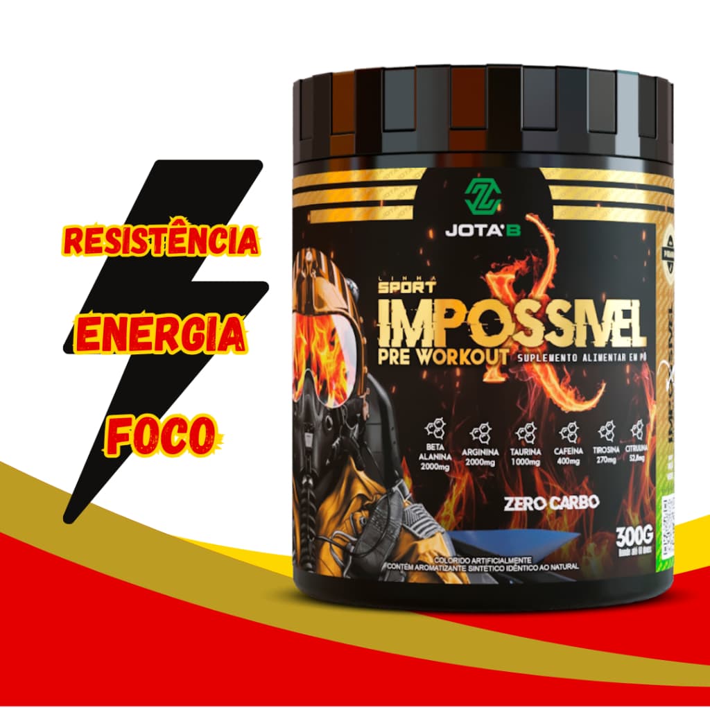 Pré treino - IMPOSSÍVEL X 300gr - maçã verde - Força e Resistência no seu treino