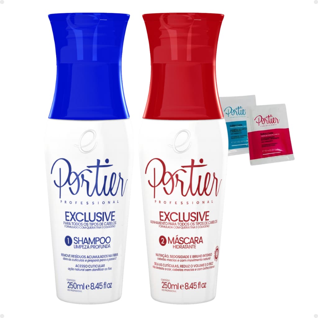 Portier Exclusivinha 2x1 Shampoo e Máscara Hidratante 250ml + Sache Brinde