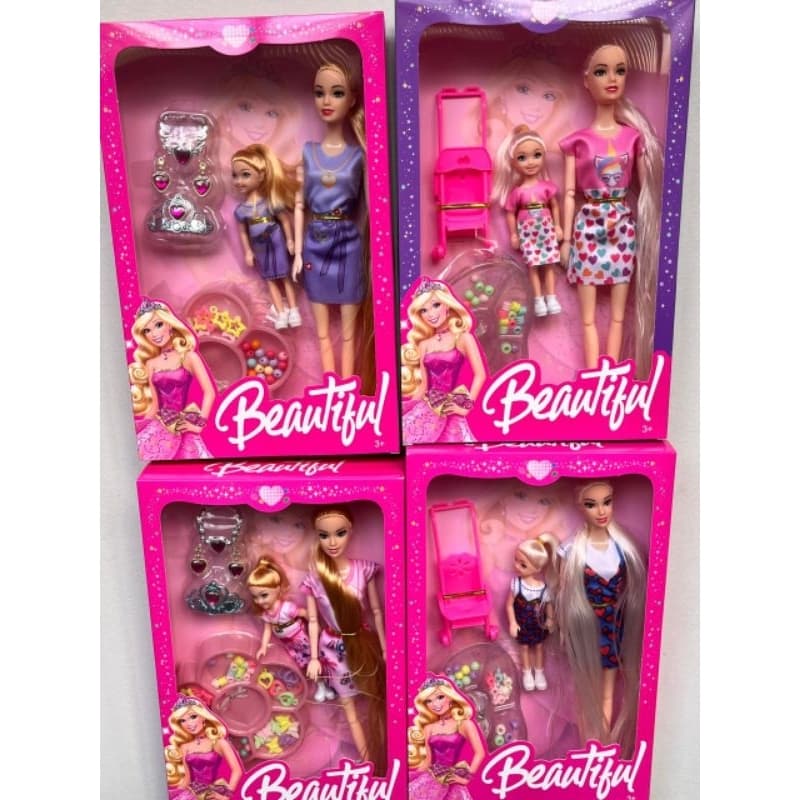 boneca articulada mainha e filhota MD 30 cm mais acessórios