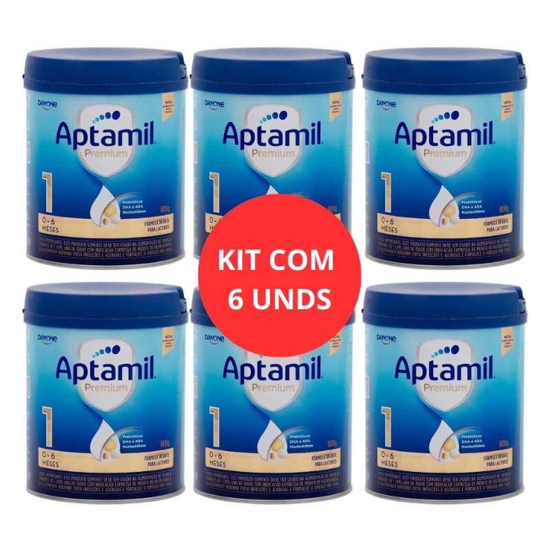 KIT C/6 FORMULA INFANTIL APTAMIL PREMIUM 1 0-6 MESES 800GR