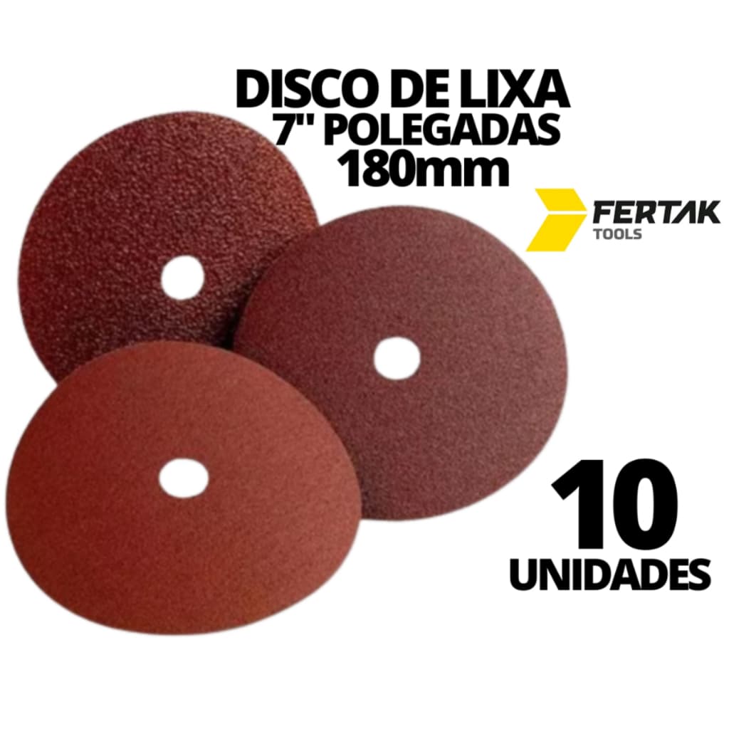 10x Disco De Lixa 7" 180mm Para Esmerilhadeira Lixadeira Ferro Madeira Metal - Escolher Gramatura