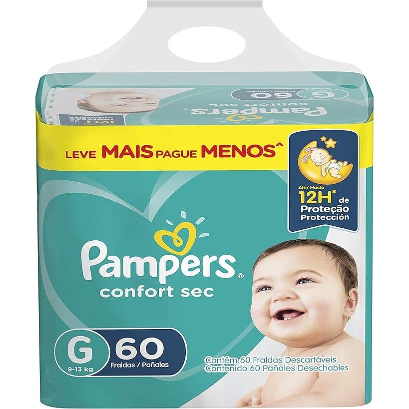 Fralda Pampers Confort Sec G - 60 fraldas Bag