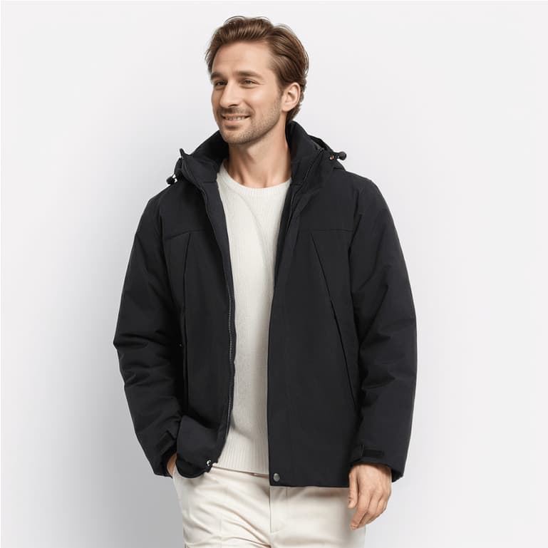 Jaqueta masculina inverno ao ar livre à prova de vento impermeável capuz moda masculina casual