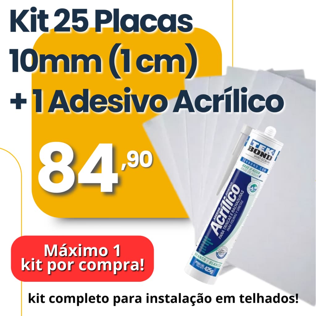 KIT 25 PLACAS EPS 10MM + 1 TUBO COLA ACRÍLICA TEKBOND - KIT COMPLETO PARA INSTALAÇÃO