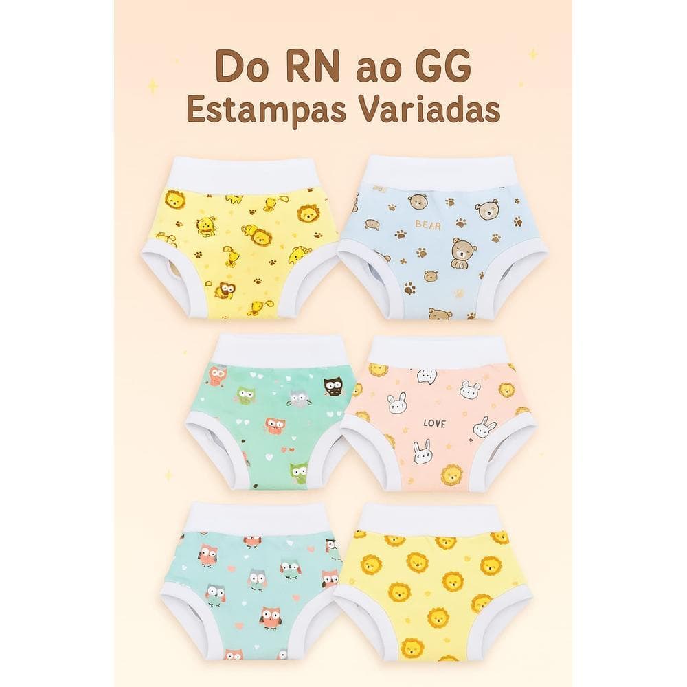 Tapa fralda shortinho de bebê kit com 5 unidades sortidos