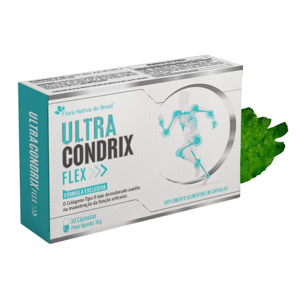 ULTRA CONDRIX FLEX 60 CÁPSULAS COLÁGENO TIPO II Articulações Cúrcuma Vitamina K2 Vitamina D3
