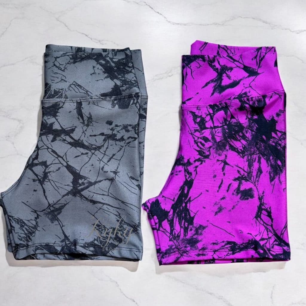 Kit 2 Shorts Marmorizado Tie Dye Cintura Alta Zero Transparência Roupa Academia Fitness Feminino