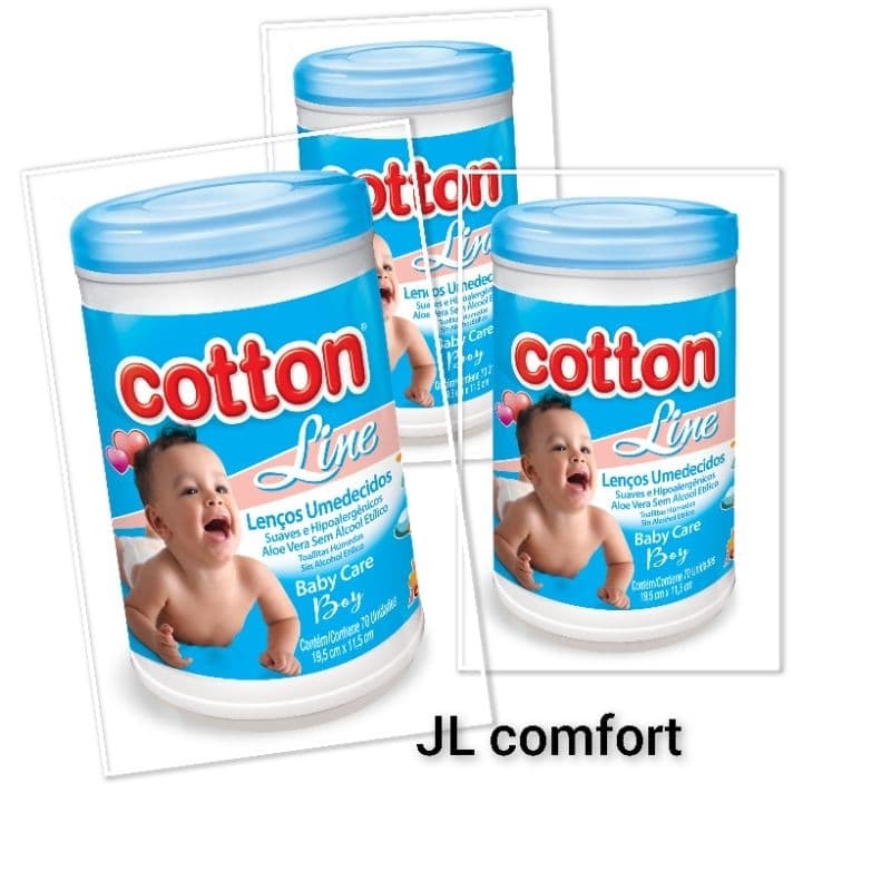 Lenços Umedecidos Cotton Line 3 Pote com 70 Unidade