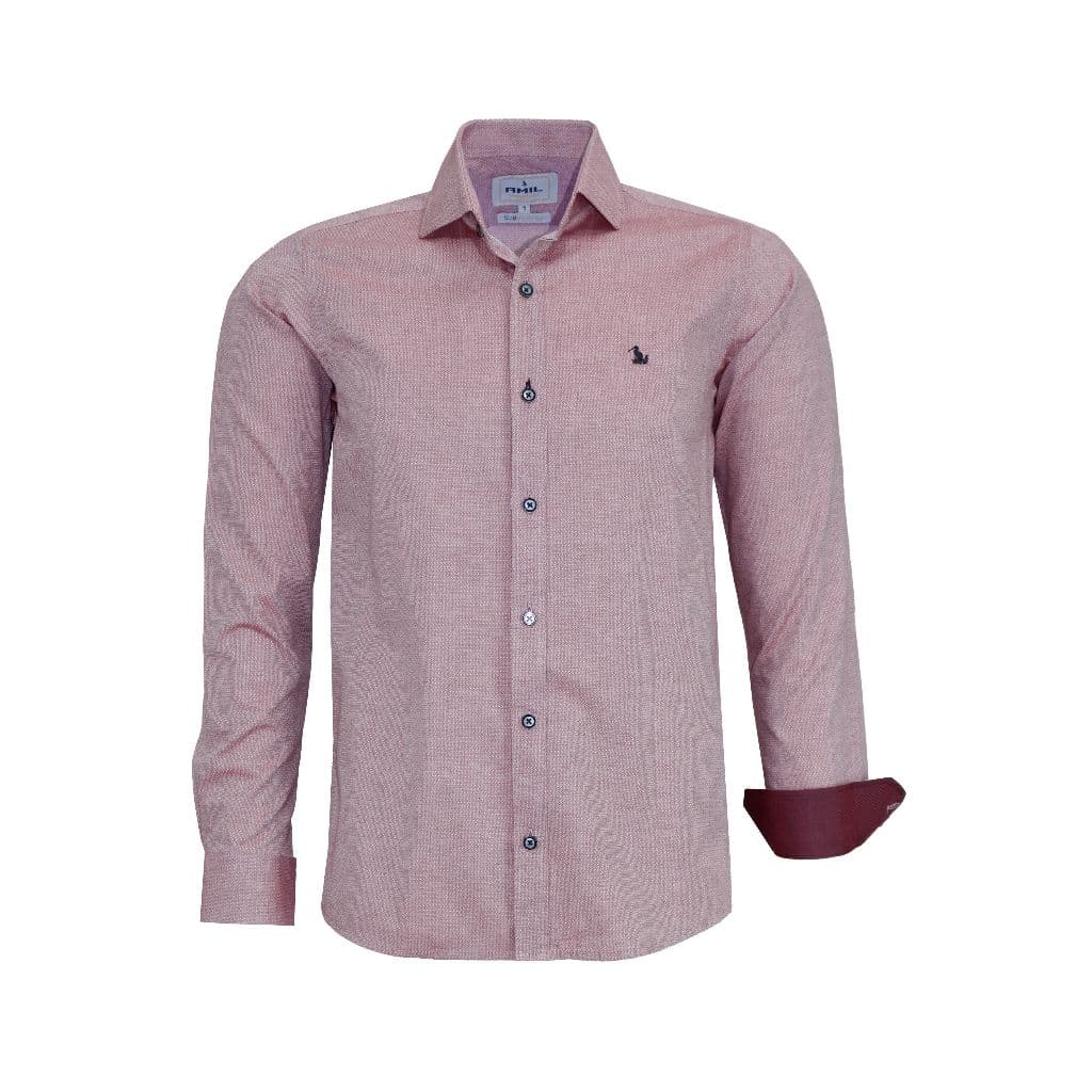 Camisa Social Amil Masculina Slim Algodão Magnetado Manga Longa 1805