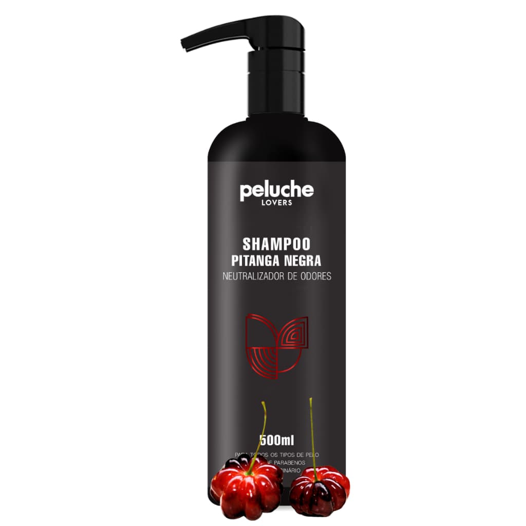 Shampoo Pet Neutralizador de Odores Pitanga Negra Peluche 500ml Para Cães e Gatos pH Neutro