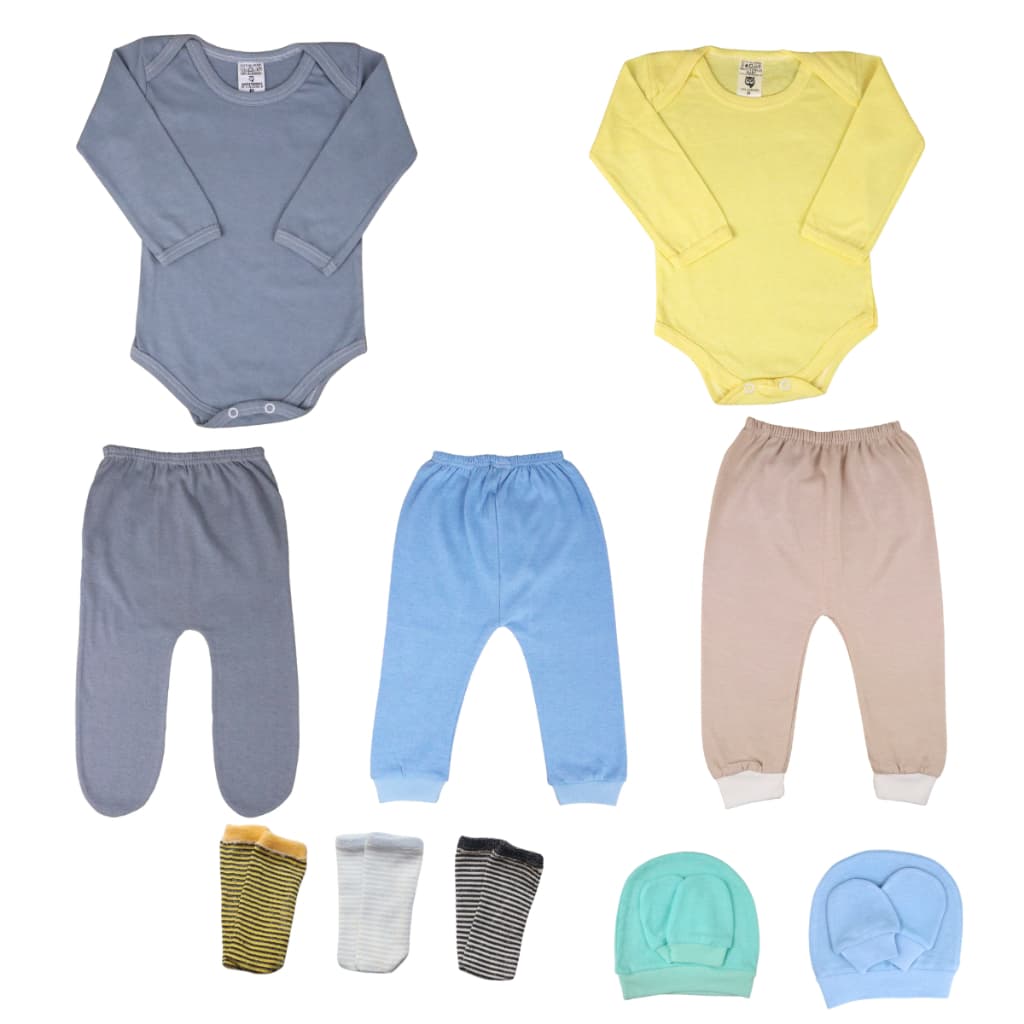 Kit C/12 Peças Body + Mijão e Meia Roupas Bebê Liso Enxoval Promoção