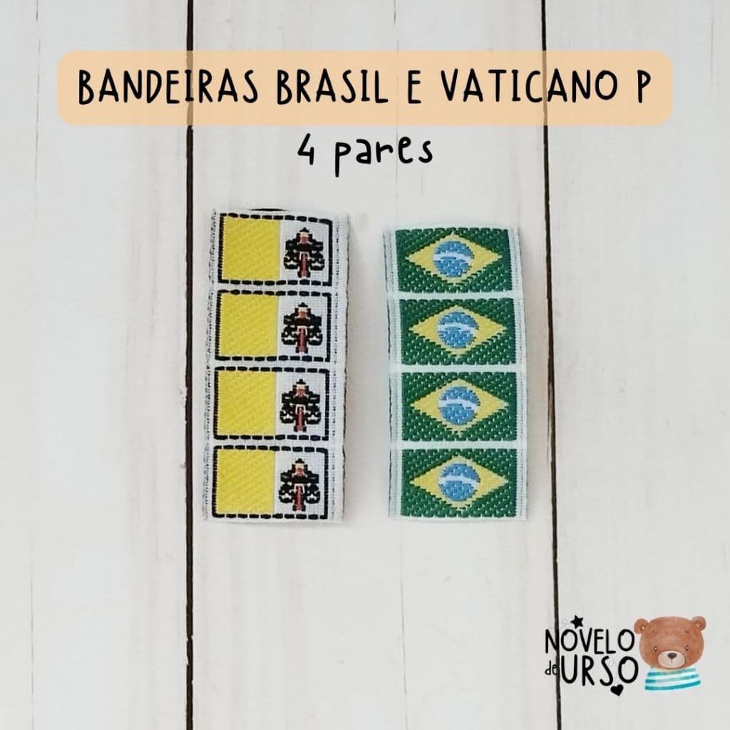 Kit Bandeira Brasil e Vaticano P para santinha Amigurumi/Crochê