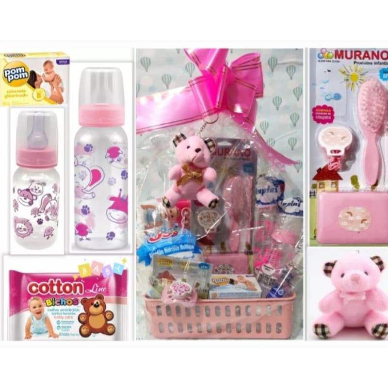 Cesta presente bebê recém nascido 15 itens enxoval completo lembrancinha Kit presente bebe presente recem nascido