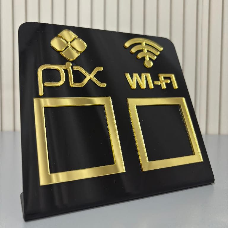 Placa Pix Pagamento QrCode Display Mesa Balcão Pix e Wi-Fi PREMIUM