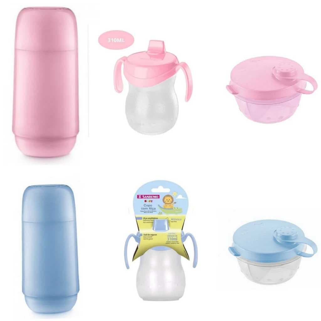 GARRAFA TERMICA/COPO DE BICO/DOSADOR PARA LEITE EM PÓ BEBE INFANTIL