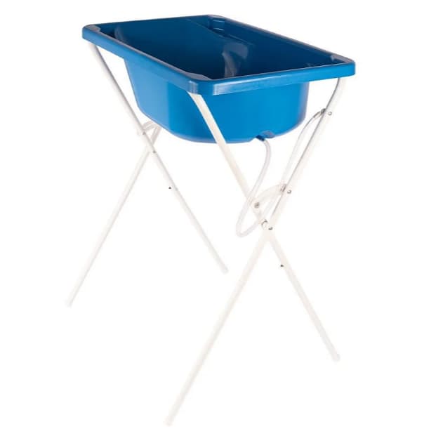 Banheira Com Suporte Bebê Infantil Baby Azul Resistente 34l
