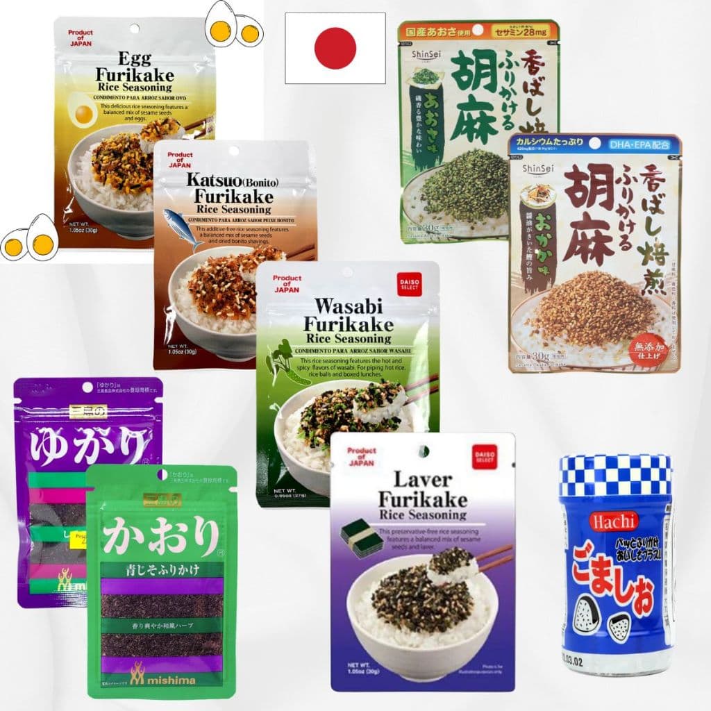 Furikake Japonês Tempero para Arroz Branco Gohan e Onigiri Sabores Nori Ovo Wasabi Katsuo Gergelim Algas Peixe à Escolha