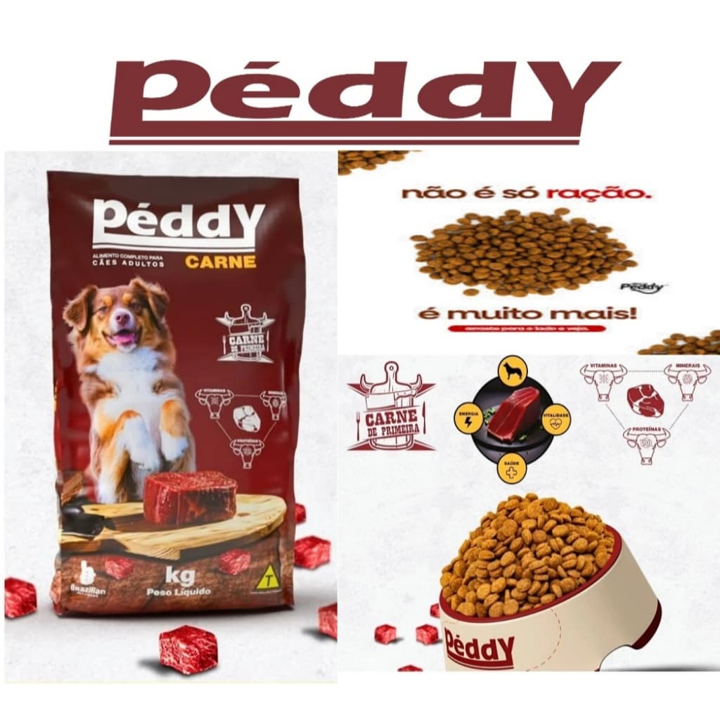 Ração 15kg Para Cachorro Peddy Carne - Ração para Cão Adulto Premium Brazilian