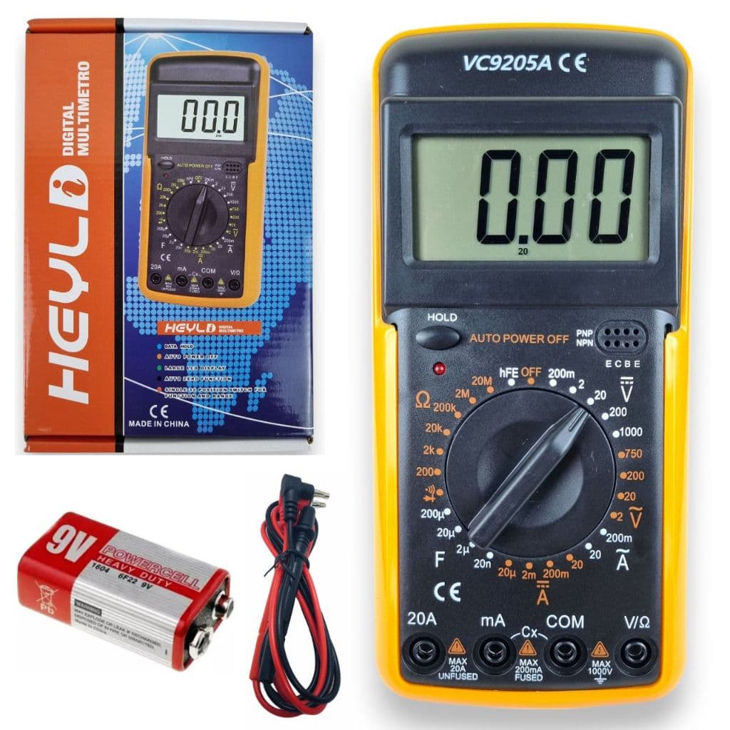 Multímetro Digital Com Capacímetro Profissional Beep Sonoro Teste Continuidade Mede Capacitor 200Uf