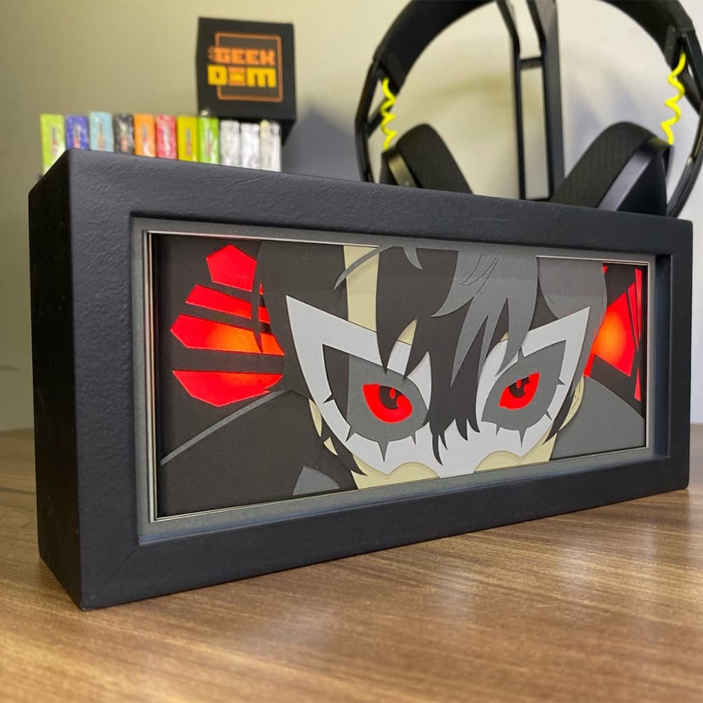 Luminária Lightbox Anime 3D LED Decoração de Mesa PC Gamer Persona 5 Ren Amamiya Joker