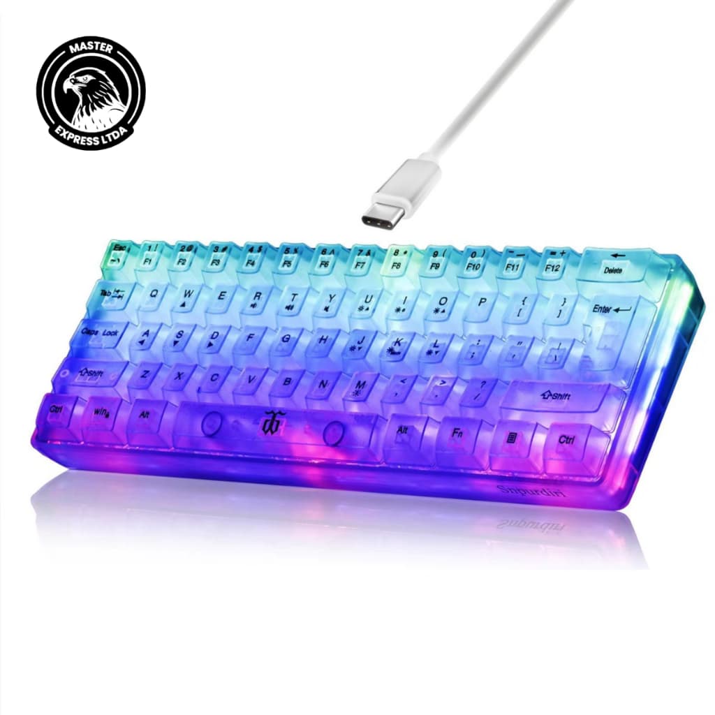 Teclado Gamer Mecânico 60% com Luz de Fundo Transparente