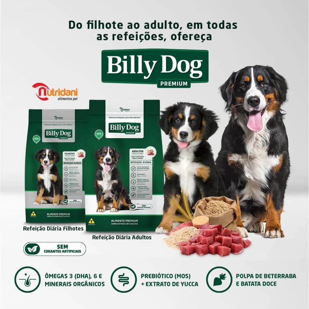 RAÇÃO BILLY DOG ADULTO REFEIÇÃO DIARIA CARNE 25KG (22% PROTEÍNA)