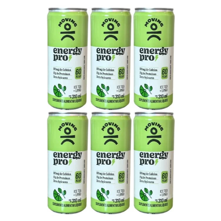 Kit 6 Energy Pro 15g + 100mg Cafeína - Ice Tea Limão 310ml - Moving