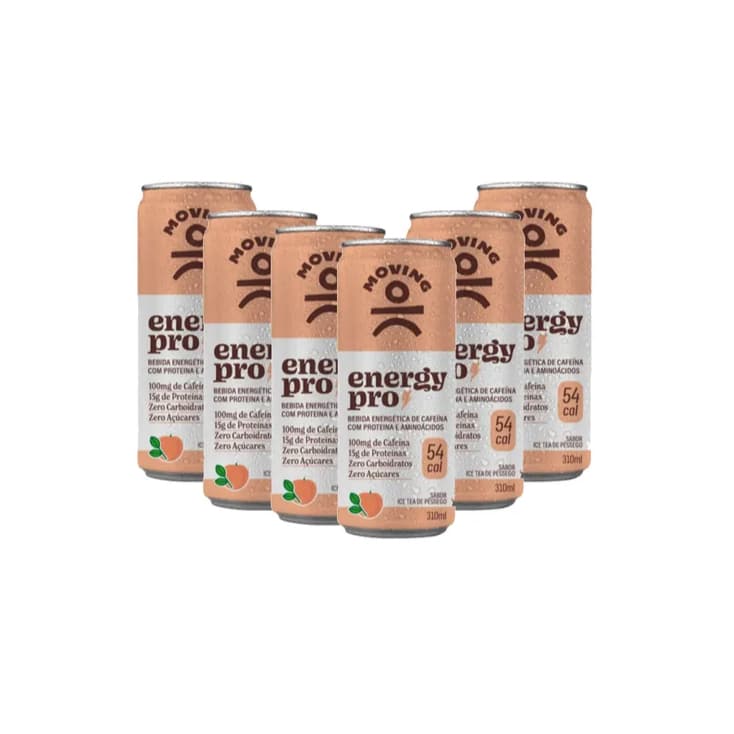 Kit 6 Energy Pro 15g + 100mg Cafeína - Ice Tea Pêssego 310ml - Moving