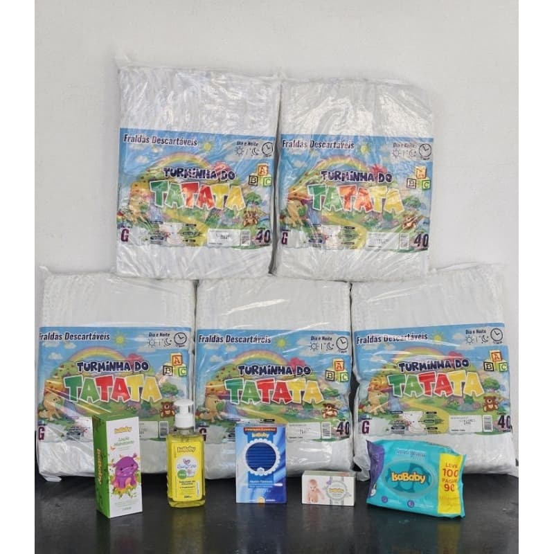 5 Pacotões Fraldas Infantil Qualquer Tamanho + 100 un Toalhas Umedecidas Isababy + Hidratante Isababy + Sabonete Barra