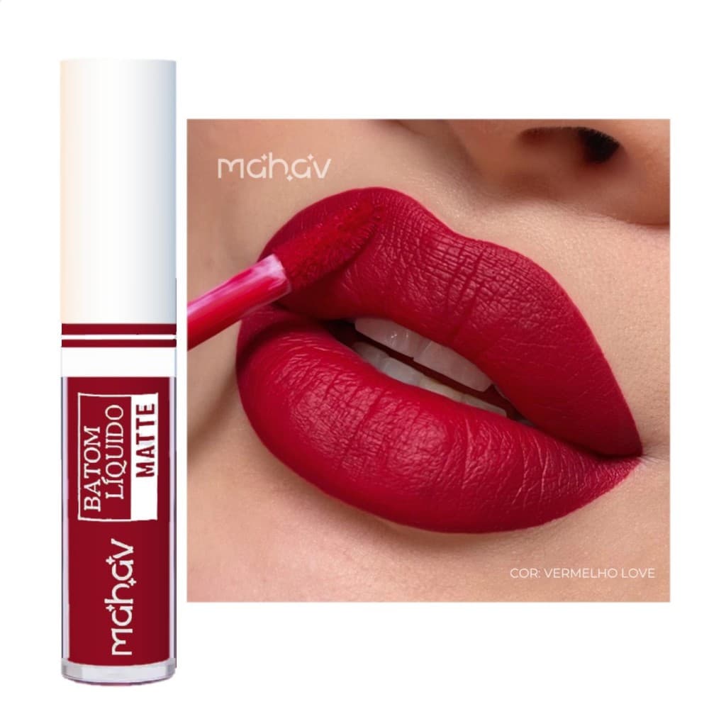 Batom Liquido Matte Mahav Vermelho Love