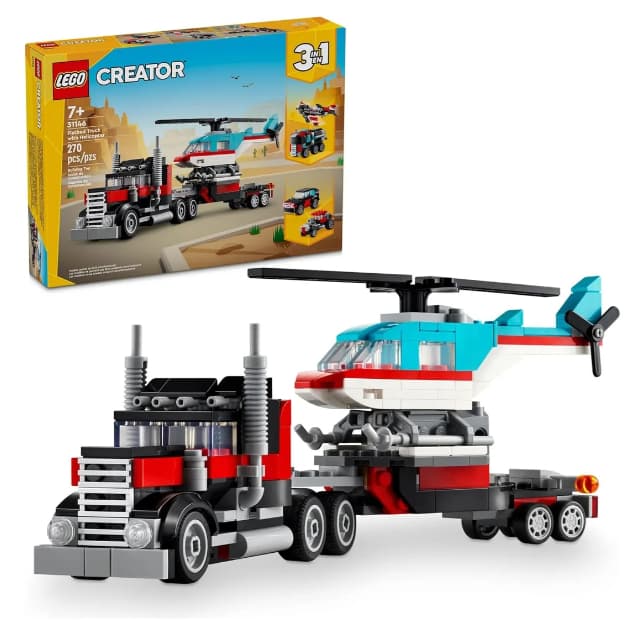 Lego Caminhão Plataforma Com Helicóptero 270pcs Bloco Montar Original com Nota Fiscal