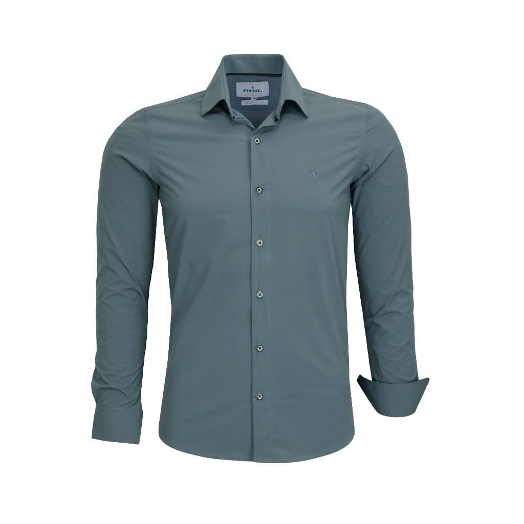 Camisa Social Proteção Solar UV 50 Amil Ml Slim Tecido Poliamida E Elastano Fácil de Passar 1879