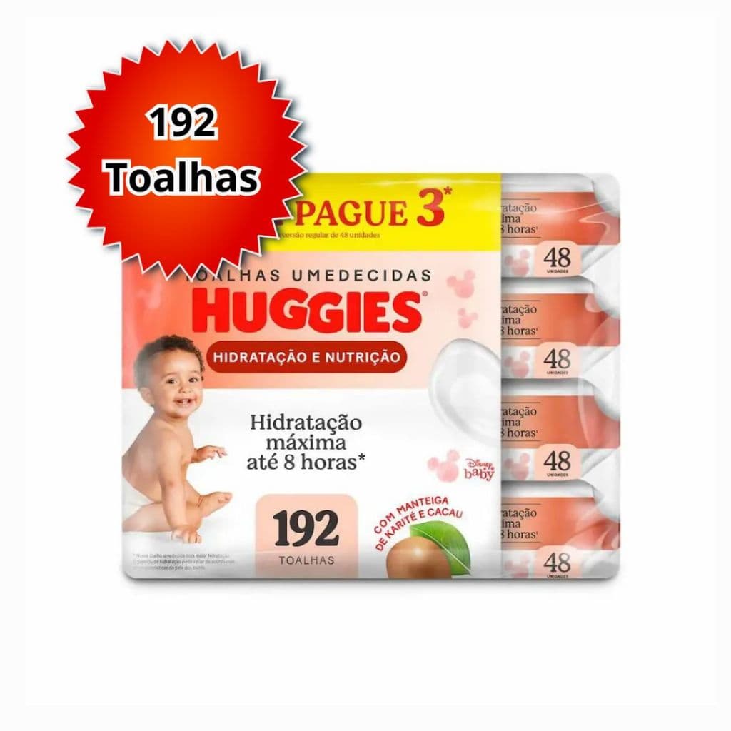 120 Toalhas Umedecidas Huggies pacote econômico Máxima Hidratação