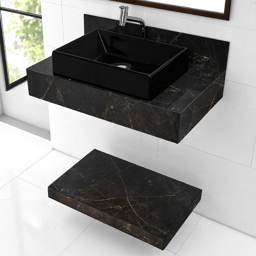Kit Completo Bancada Cuba Sobreposta torneira Banheiro Gran Liverpool Lux em Porcelanato 62x36x11
