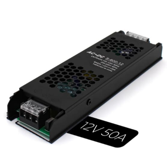Fonte Chaveada Slim Capa Preta 12v 50a 600w