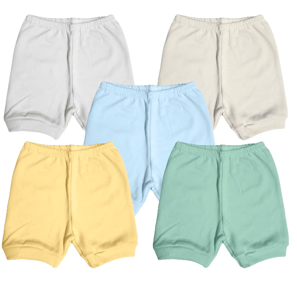Kit 5 Shorts Bebê Tapa Fralda 100% Algodão Liso ou Estampado