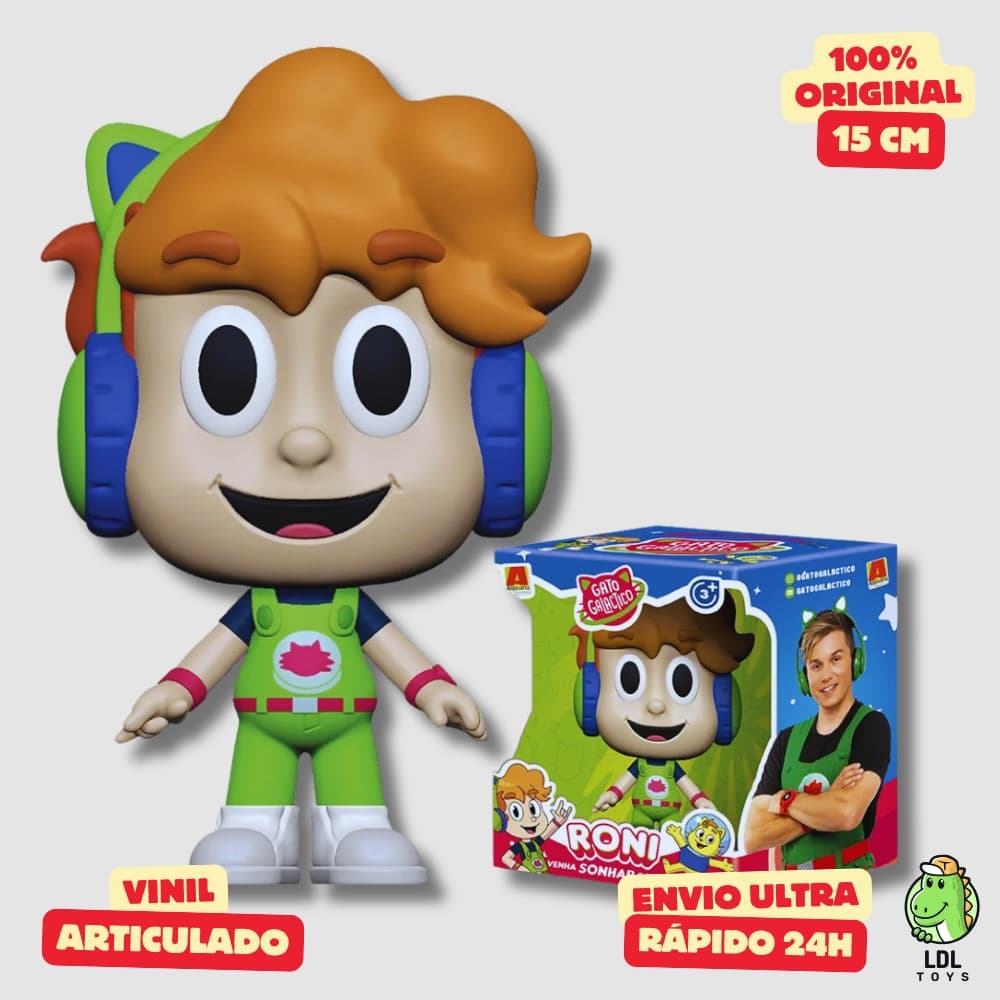 Boneco Vinil Gato Galático Gamer Articulado Youtuber 15cm Algazarra