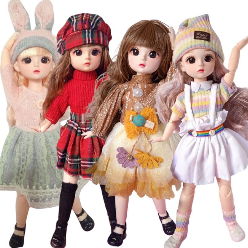 Boneca BJD Articulada 30cm Olhos 3D Vestido Sapato e Acessórios Fashion Dolls