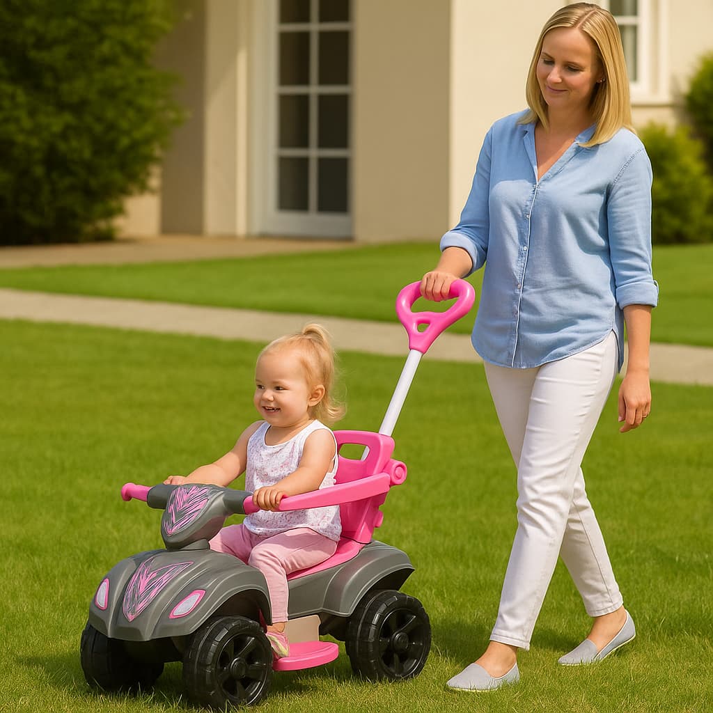 Quadriciclo Infantil Aranha Andador Empurrador Carrinho Bicicleta Cestinha Menina Brinquedo Pedal