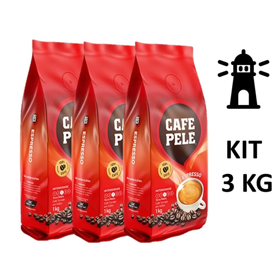 Café em Grãos Café Pelé 1kg - KIT com 3 Unidades - Café Pelé