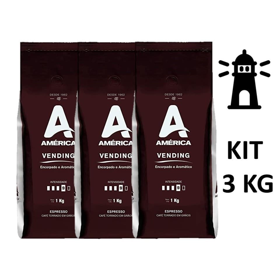 Café em Grãos Café América Vending 1kg - KIT com 3 Unidades - Café América