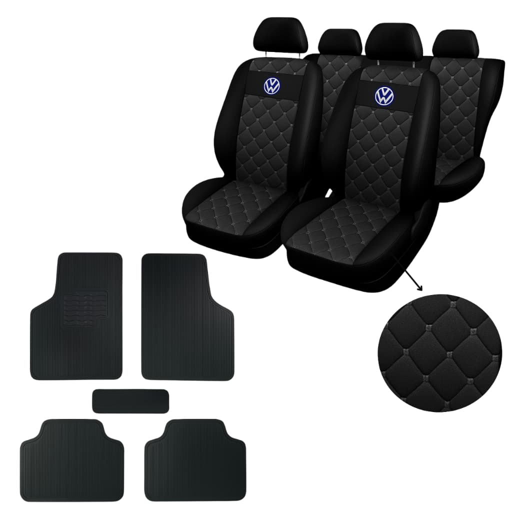 Capa de Banco Automotivo Couro Carro Kit Tapete e Volante Gol Fox Voyage Polo Golf Crossfox Santana
