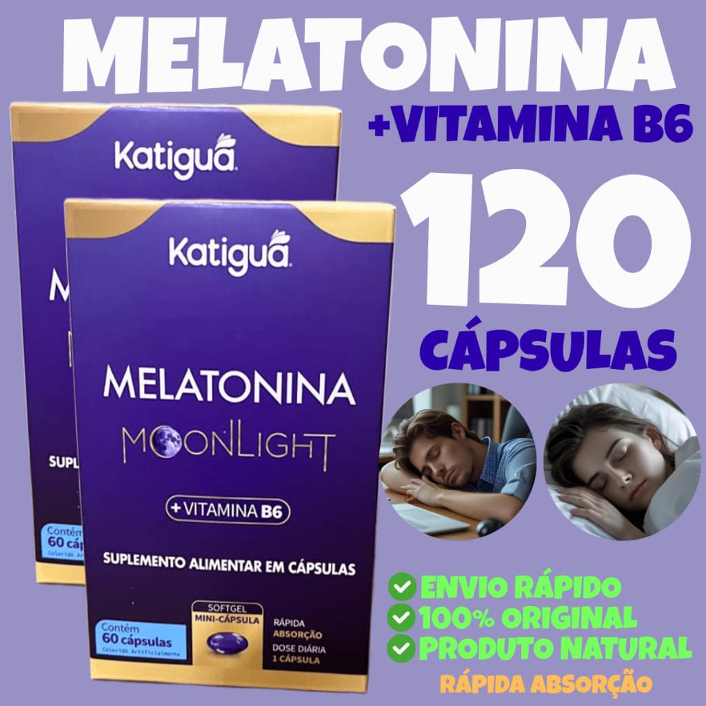 Kit com 2 suplemento alimentar de Vitamina B6 e Melatonina em cápsula- katigua- 60 cápsulas
