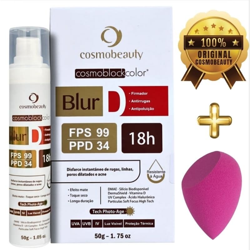 Blur D FPS 99 | PPD 34 - 18h de Proteção - 50g Protetor Solar, Firmador, DMAE - Cosmobeauty