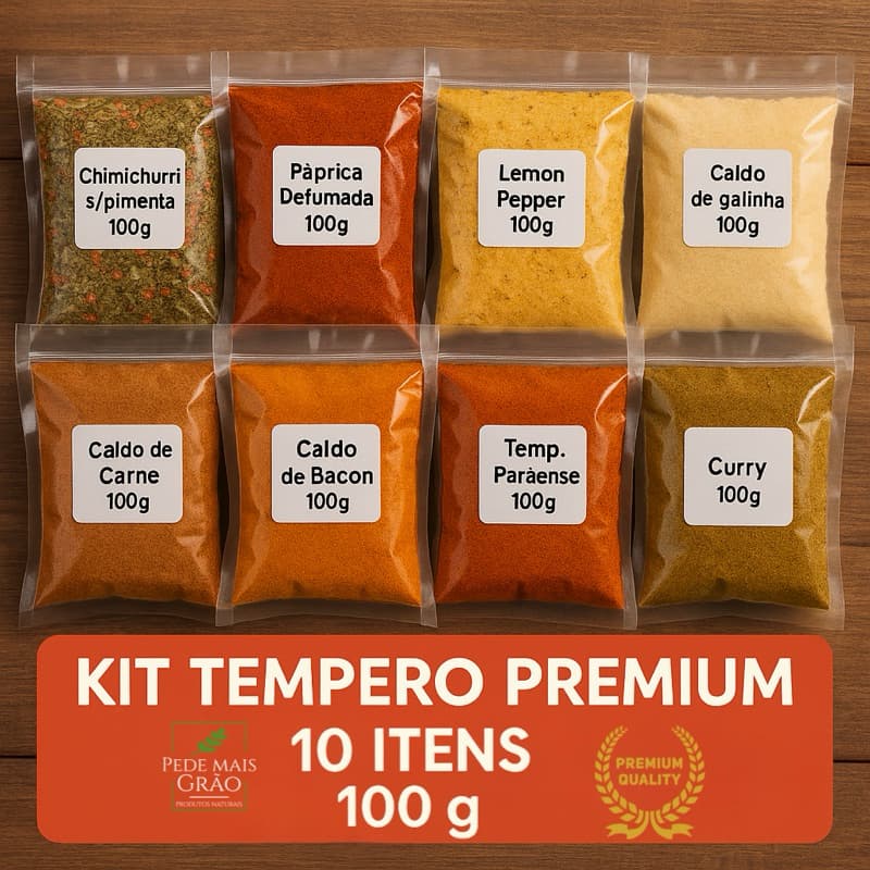 Super Kit 10 Temperos Naturais  ( 1KG DE TEMPERO )– Alta Qualidade + Preço Imbatível!