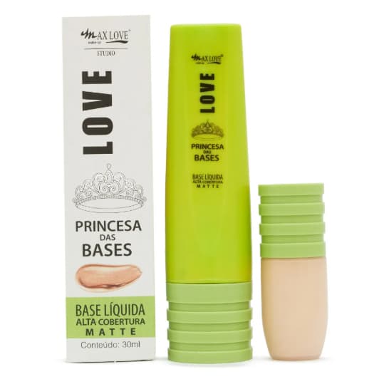 Base Liquida Princesa das Bases Matte Cor 200 a 205 Max Love com 30ml